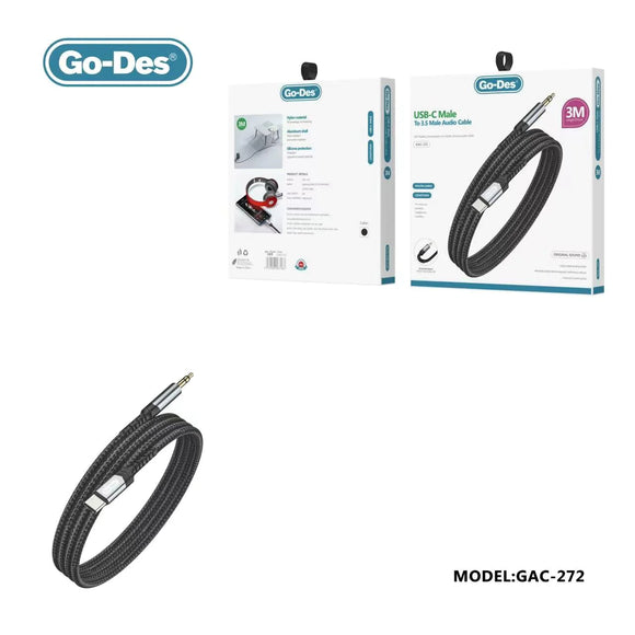 GO-DES USB-C TO 3.5 MALE AUDIO CABLE