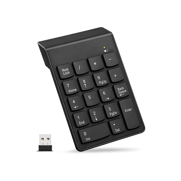 Wireless Number Pad, 18 Key Numeric Keypad with 2.4G Mini USB Receiver