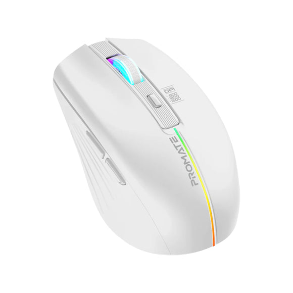 Promate Portable Optical Ergonomic- Led Rainbow Li ghts 2.4G Wireless Mouse