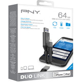 PNY DUO LINK USB 3.0 OTG 64GB Flash Drive for iPhone & iPad