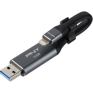 PNY DUO LINK USB 3.0 OTG 64GB Flash Drive for iPhone & iPad