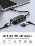 UGREEN USB 3.0 HUB WITH GIGABIT ETHERNET ADAPTER