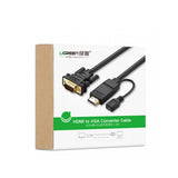 UGREEN G3R0E4E4N9 HDMI TO VGA CONVERTER  CABLE 1.5M (BLACK) – 30449